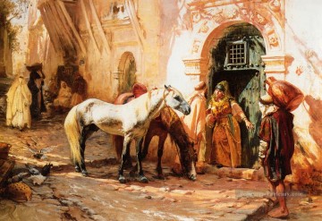 Scène au Maroc Frederick Arthur Bridgman Peinture à l'huile